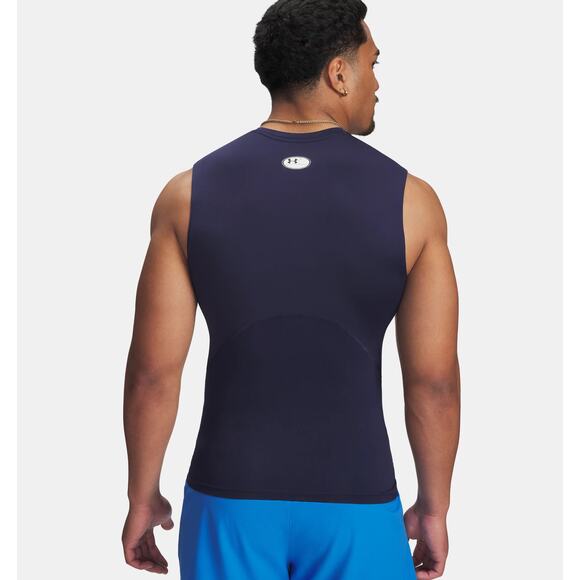 NWT Under Armour HeatGear Men's Compression Sleeveless in Midnight Navy size XL - Picture 2 of 7